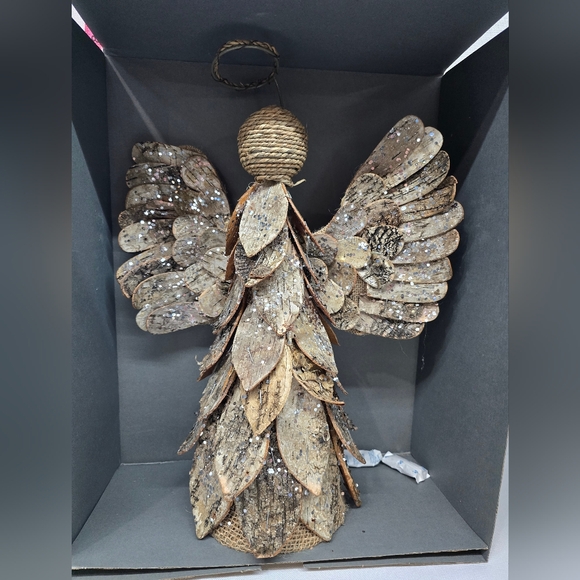 Pottery Barn Rustic Angel Ornament - Brown and Silver - Picture 2 of 6